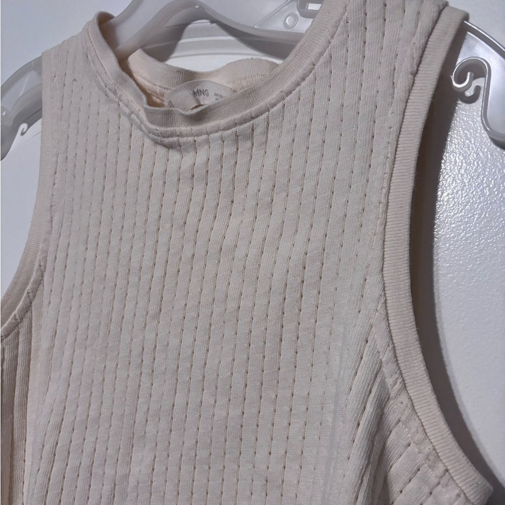 Mango Cream Ribbed Sleeveless Tank Top Medium - Picture 3 of 5